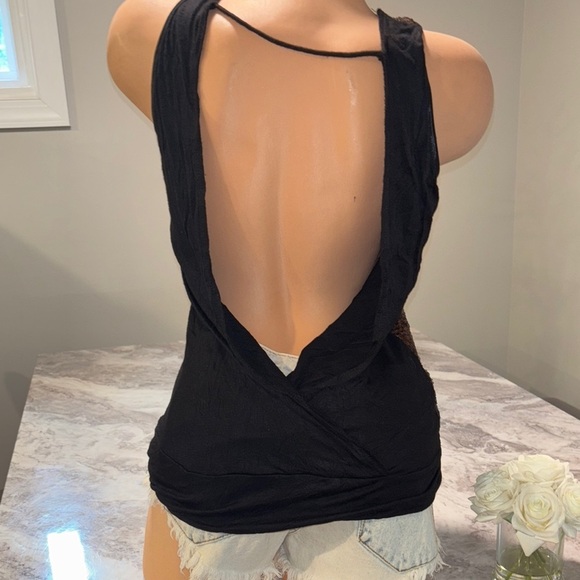 Daytrip Black Sequin Tank Top Sleeveless - Picture 3 of 7